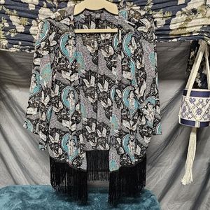 3/$10 Rue 21 Sheer Cover Up with Black Fringe size XS